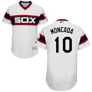 Superb White Sox #10 Yoan Moncada White Flexbase Authentic Collection Alternate Home Stitched MLB Jersey