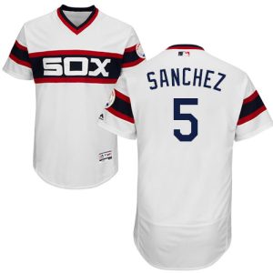 Superb White Sox #5 Yolmer Sanchez White Flexbase Authentic Collection Alternate Home Stitched MLB Jersey