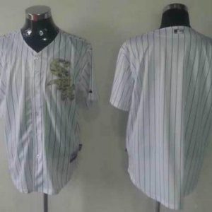 Superb White Sox Blank White(Black Strip) USMC Cool Base Stitched MLB Jersey