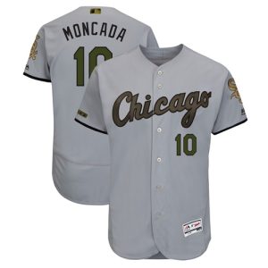 Superb White Sox #10 Yoan Moncada Grey Flexbase Authentic Collection 2018 Memorial Day Stitched MLB Jersey