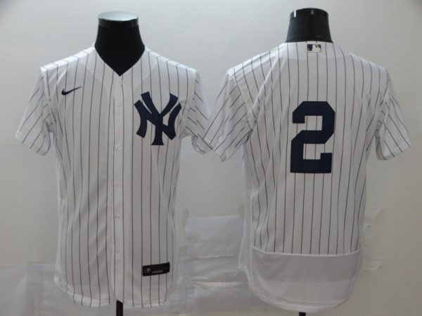 Impressive New York Yankees #2 Derek Jeter Men's Nike White Navy Home 2020 Authentic Player MLB Jersey