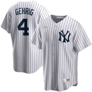 Premium New York Yankees #4 Lou Gehrig Nike Home Cooperstown Collection Player MLB Jersey White