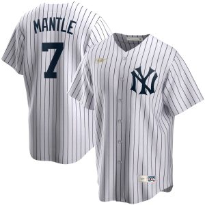 Exceptional New York Yankees #7 Mickey Mantle Nike Home Cooperstown Collection Player MLB Jersey White