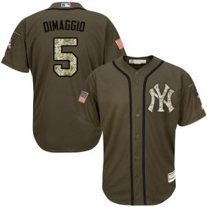 Stunning Yankees #5 Joe DiMaggio Green Salute to Service Stitched MLB Jersey