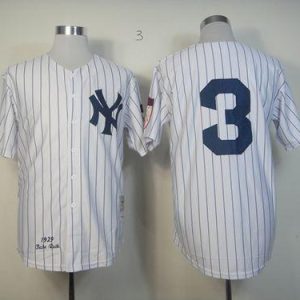 Amazing Mitchell And Ness 1929 Yankees #3 Babe Ruth White Throwback Stitched MLB Jersey
