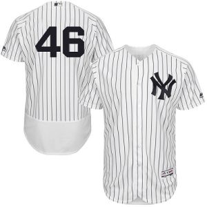 Stunning Yankees #46 Andy Pettitte White Strip Flexbase Authentic Collection Stitched MLB Jersey