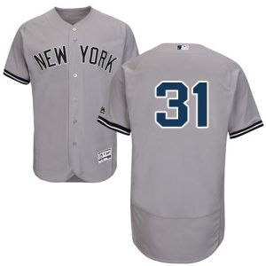 Delightful Yankees #31 Aaron Hicks Grey Flexbase Authentic Collection Stitched MLB Jersey