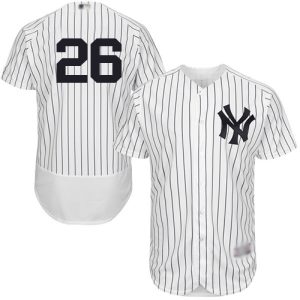 Superb Yankees #26 DJ LeMahieu White Strip Flexbase Authentic Collection Stitched MLB Jersey
