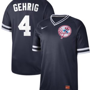 Amazing Nike Yankees #4 Lou Gehrig Navy Authentic Cooperstown Collection Stitched MLB Jersey