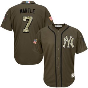 Superb Yankees #7 Mickey Mantle Green Salute to Service Stitched MLB Jersey